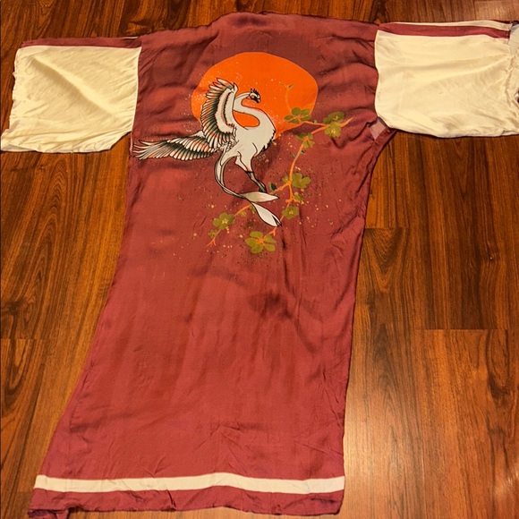 FREE PEOPLE Moon Dance Maxi Kimono Rising Sun Phoenix Silky DusterOS HTF Rare - Picture 8 of 16